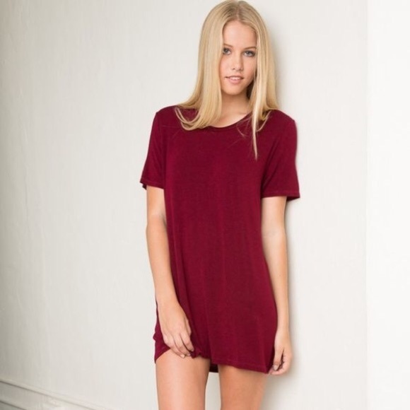 t shirt dress burgundy